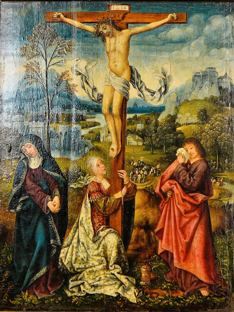 A Virgem, Maria Madalena e São João aos pés da Cruz - Quentin Metsys