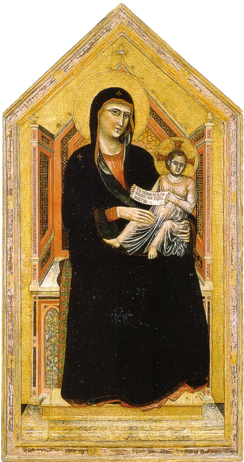 A Virgem Maria entronizada com uma criança - Mestre de Santa Cecília