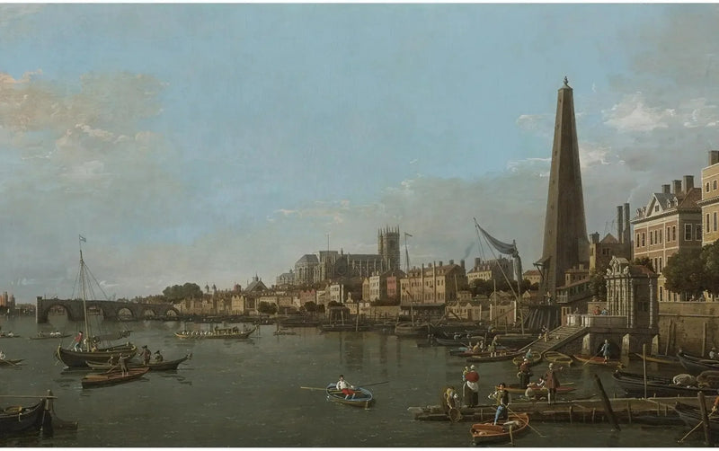 A cidade de Westminster vista do Tamisa, perto do York Water Gate - Canaletto