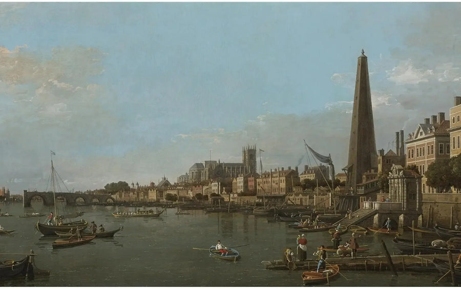 A cidade de Westminster vista do Tamisa, perto do York Water Gate - Canaletto