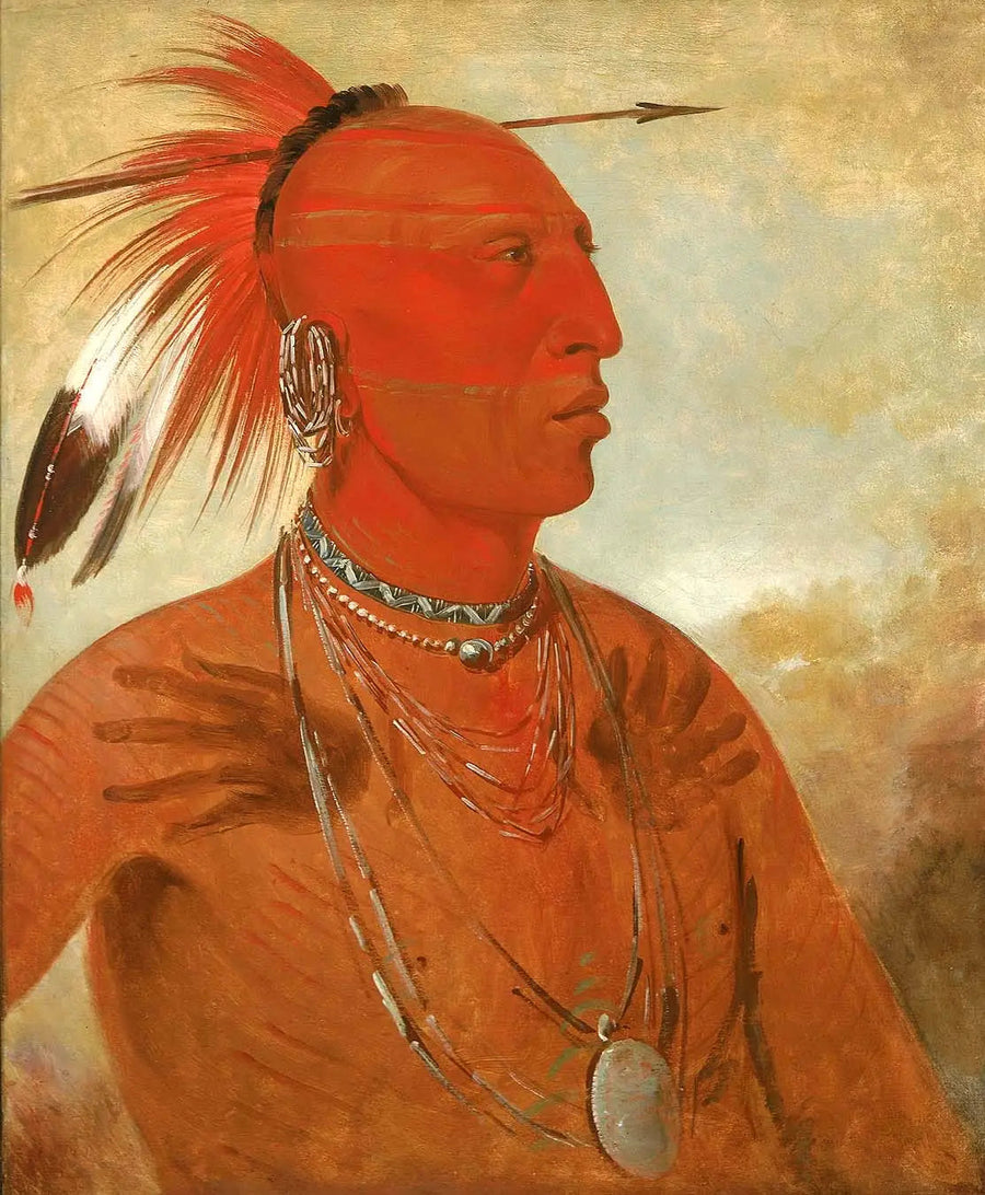 La-wáh-he-coots-la-sháw-no, Chef Corajoso, um Skidi (Lobo) Pawnee - George Catlin