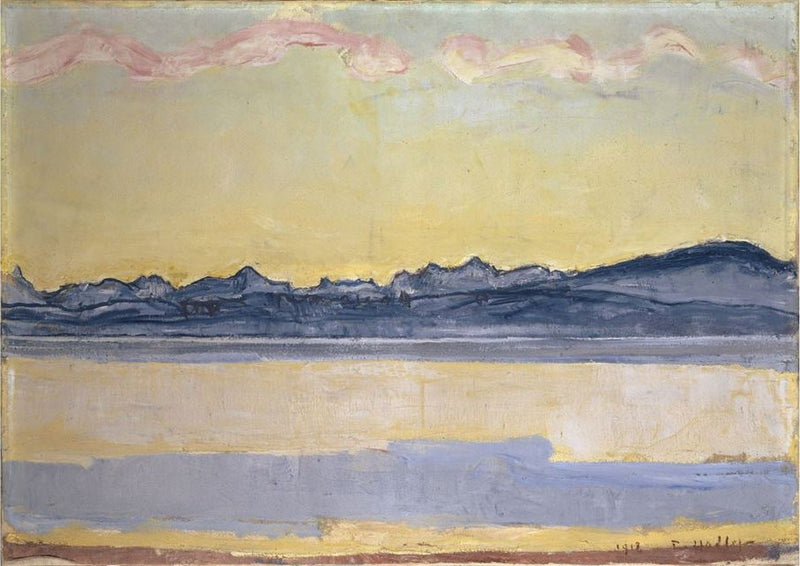 Lago de Genebra e cadeia do Mont-Blanc ao amanhecer - Ferdinand Hodler