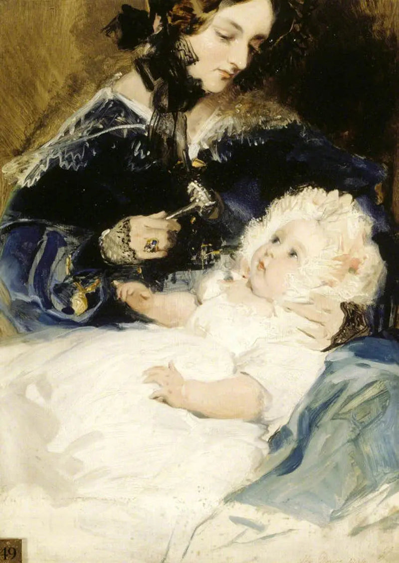 Lady Louisa Jane Russell, duquesa de Abercorn (1812-1905) com sua filha Lady Harriet Georgiana Louisa Hamilton, mais tarde condessa de Lichfield (1834-1913) - Edwin Henry Landseer