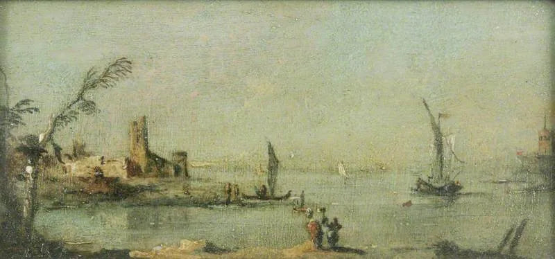 Laguna de Capriccio com uma igreja - Francesco Guardi