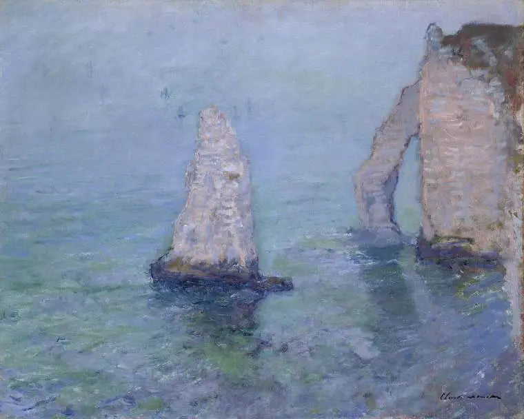 A agulha de rocha e a porta de Aval, Étretat - Claude Monet