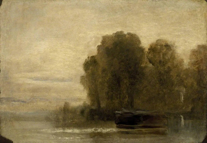 Lago ou Rio com Árvores à Direita - J. M. W. Turner