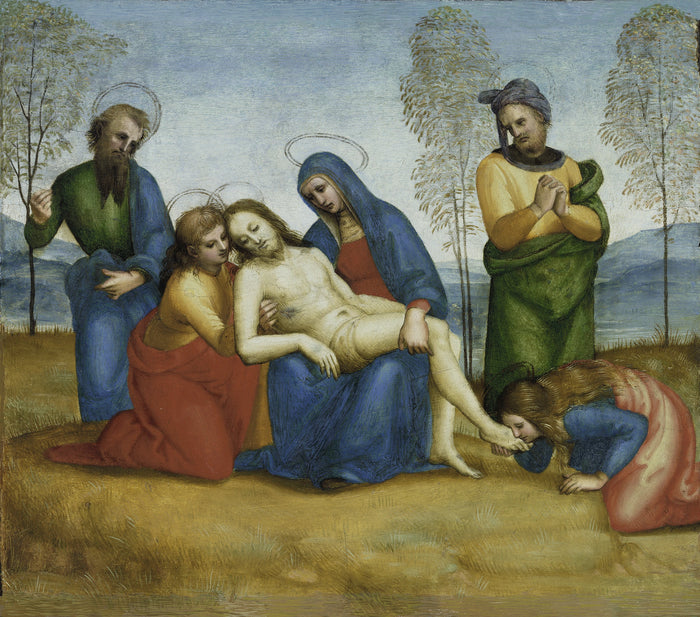Lamentação sobre o Cristo morto, predela do retábulo de Colonna, por volta de 1503-1505 - Raphaël