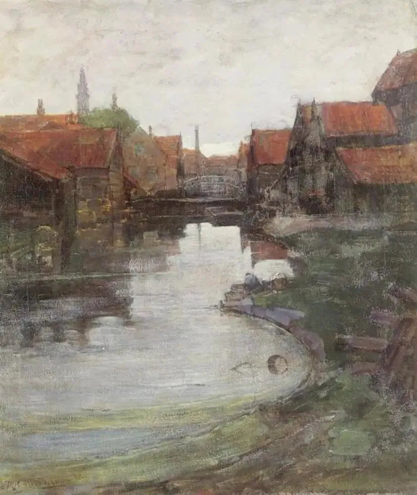 Lange Bleekerssloot com a torre da igreja do Oeste - Piet Mondrian