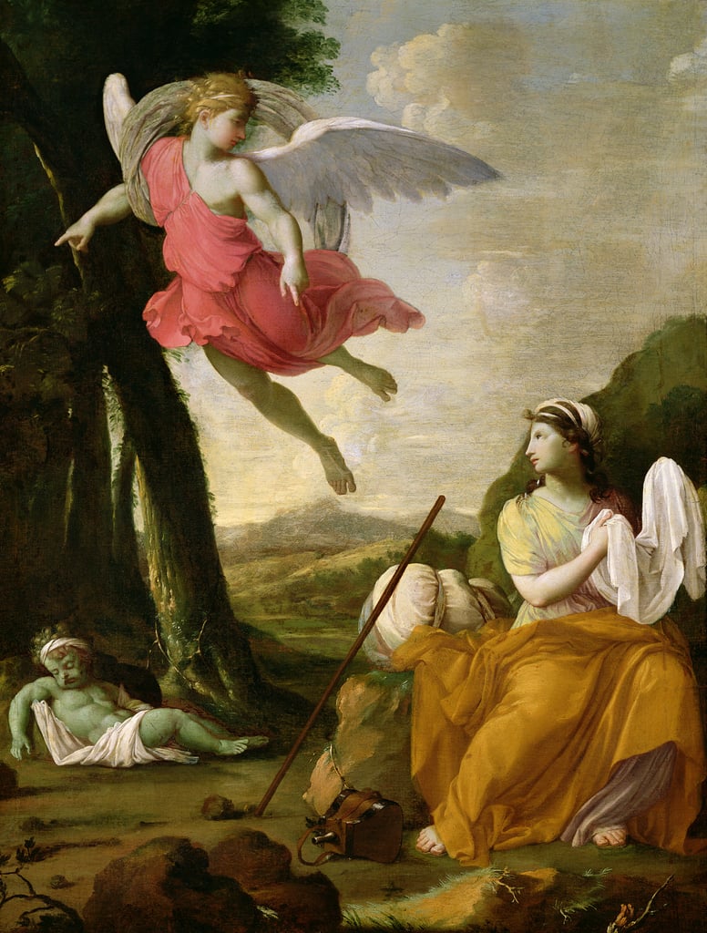 O Anjo do Senhor aparece no deserto de Agar - Eustache Le Sueur