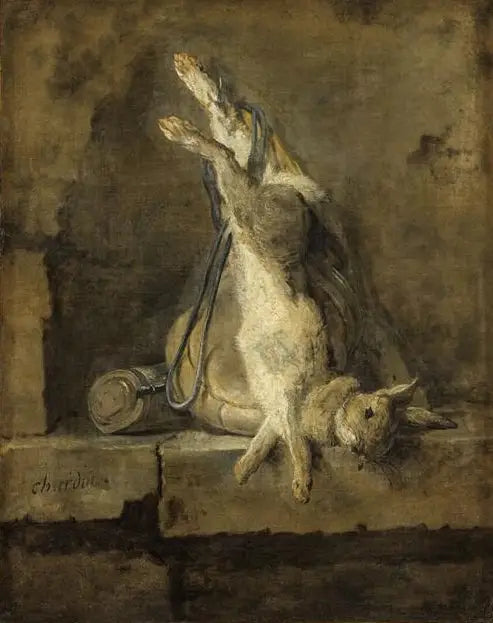 Coelho morto e Equipamento de caça - Jean Simeón Chardin