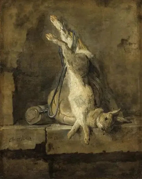 Coelho morto e Equipamento de caça - Jean Simeón Chardin