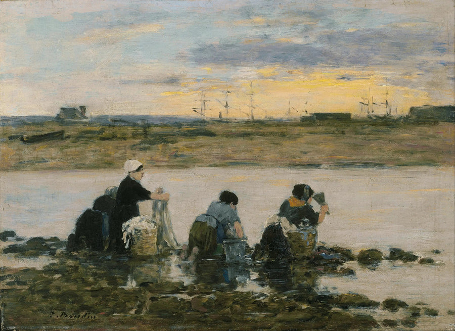 Lavandeiras à beira do rio - Eugène Boudin