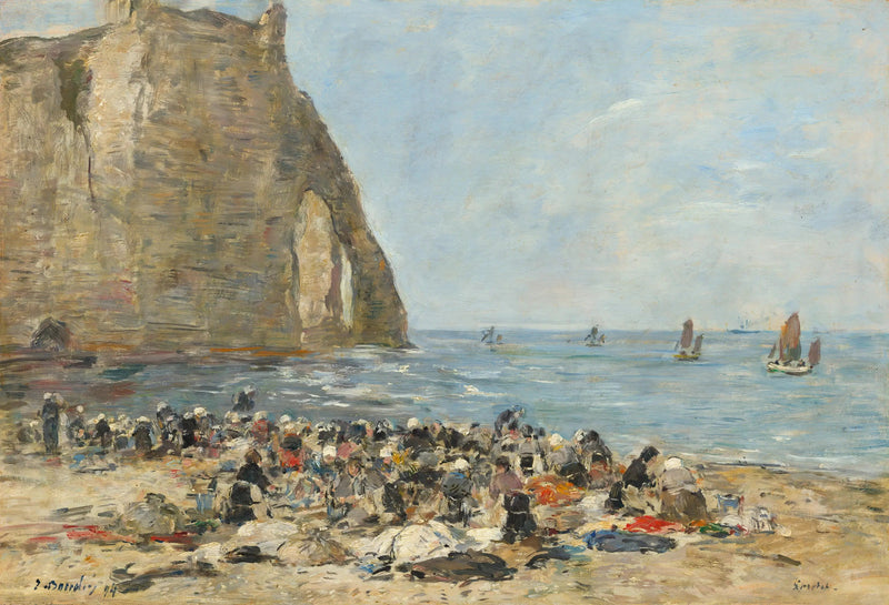 Lavadeiras na praia de Etretat - Eugène Boudin