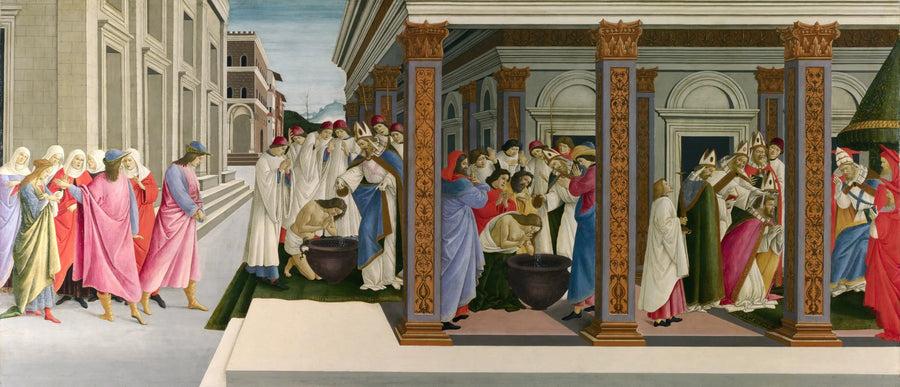 O Batismo de Zénobe e sua Ordenação como Bispo - Sandro Botticelli