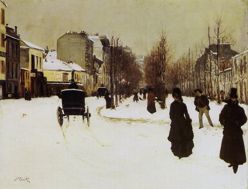 O Boulevard de Clichy em dia de neve - Norbert Gœneutte