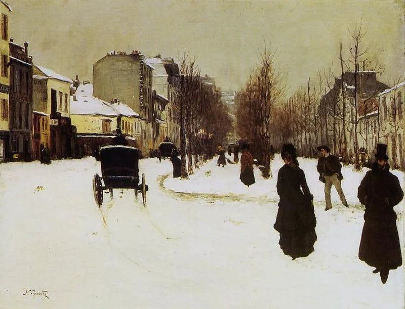 O Boulevard de Clichy em dia de neve - Norbert Gœneutte