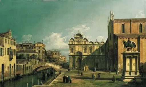 Campo Santi Giovanni e Paolo, Veneza, com a extremidade oeste da igreja e a Scuola di San Marco - Canaletto