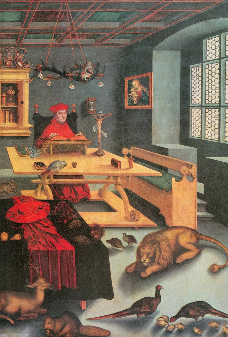 O cardeal Albrecht de Brandemburgo no papel de São Jerônimo - Lucas Cranach, o Velho