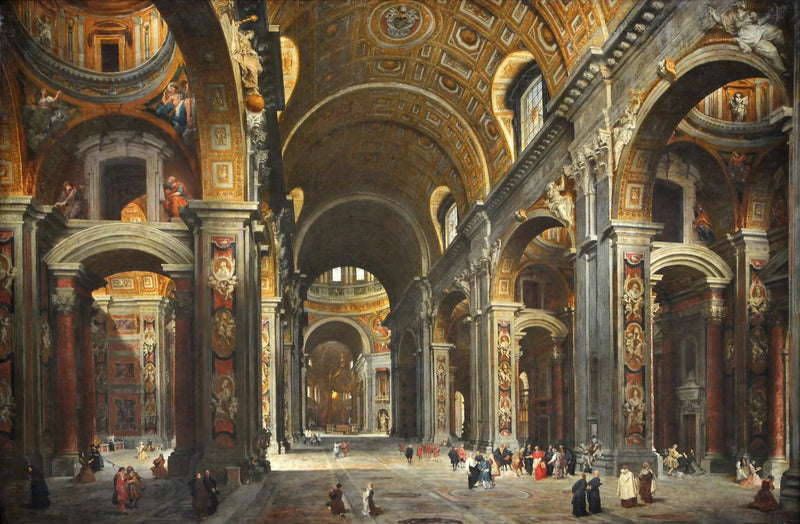O cardeal Melchior de Polignac visitando São Pedro de Roma - Giovanni Paolo Panini