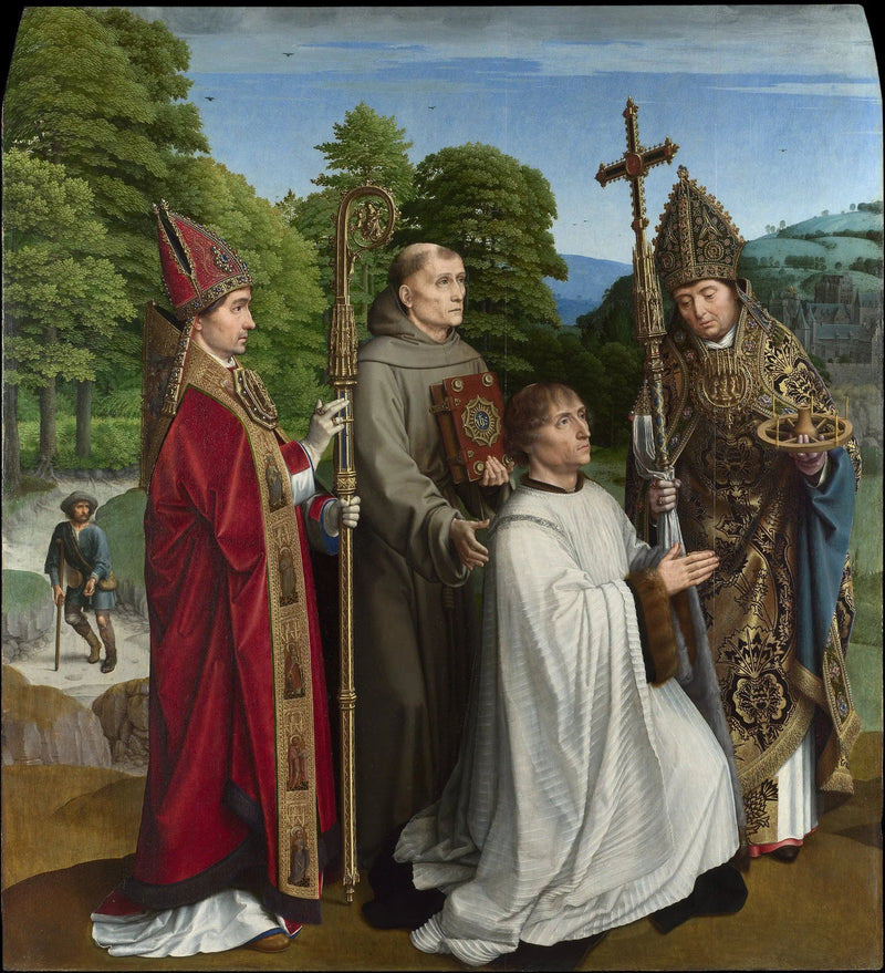 O canônico Bernardijn Salviati e três santos - Gérard David