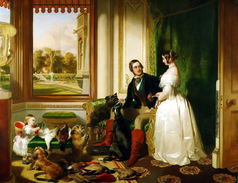 O castelo de Windsor na era moderna; a rainha Vitória, o príncipe Albert e Victoria, princesa real - Edwin Henry Landseer