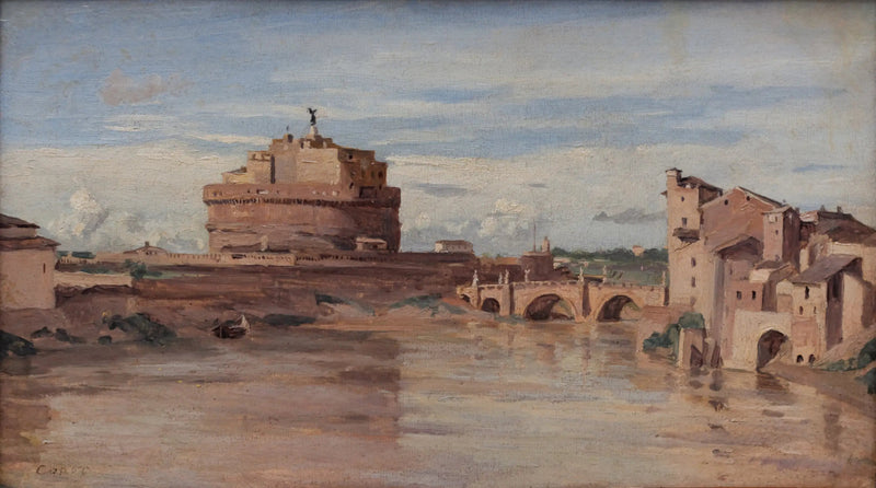 O Castelo Saint-Ange e o Tibre, Roma - Jean-Baptiste Camille Corot