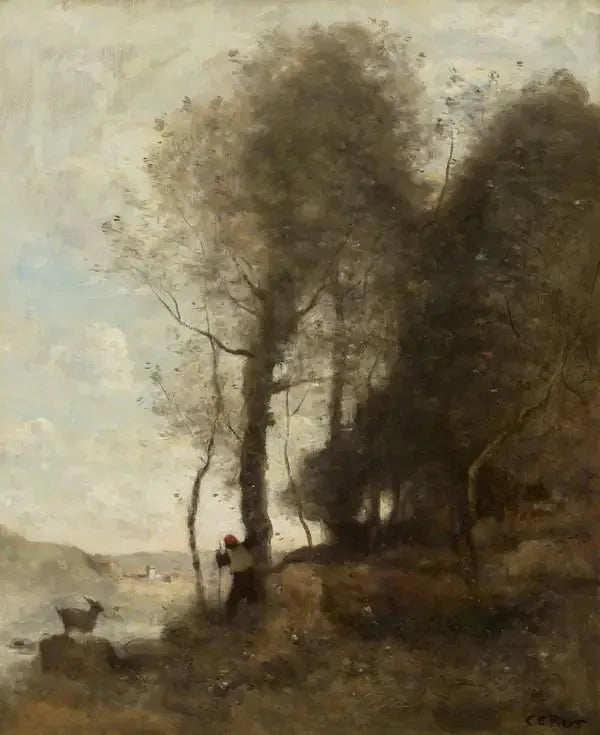 O pastor à beira da floresta - Jean-Baptiste Camille Corot