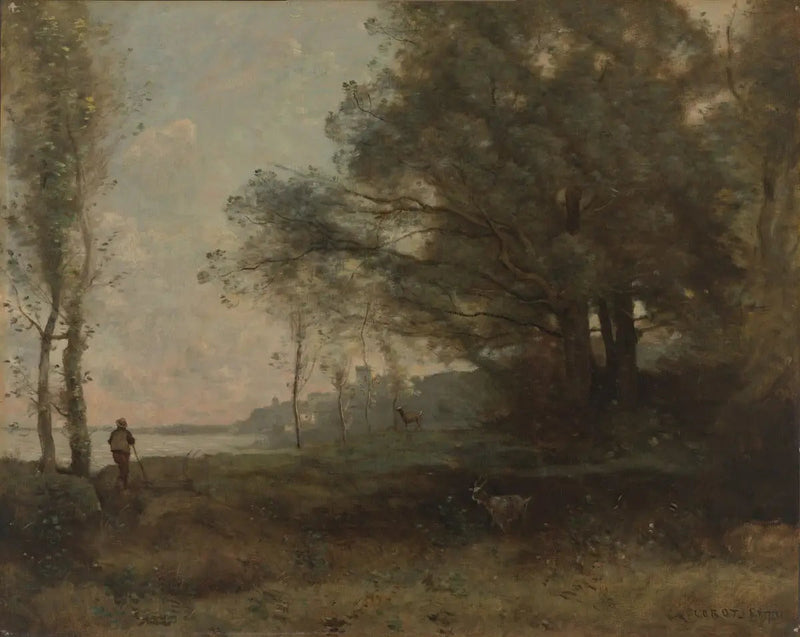 O pastor de cabras com vista para o golfo - Jean-Baptiste Camille Corot