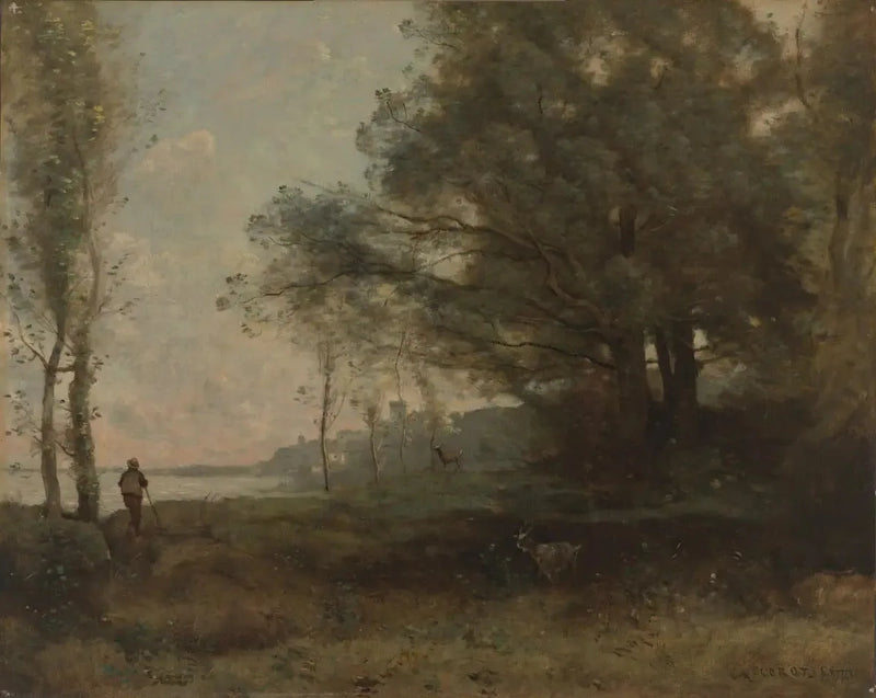 O pastor de cabras com vista para o golfo - Jean-Baptiste Camille Corot
