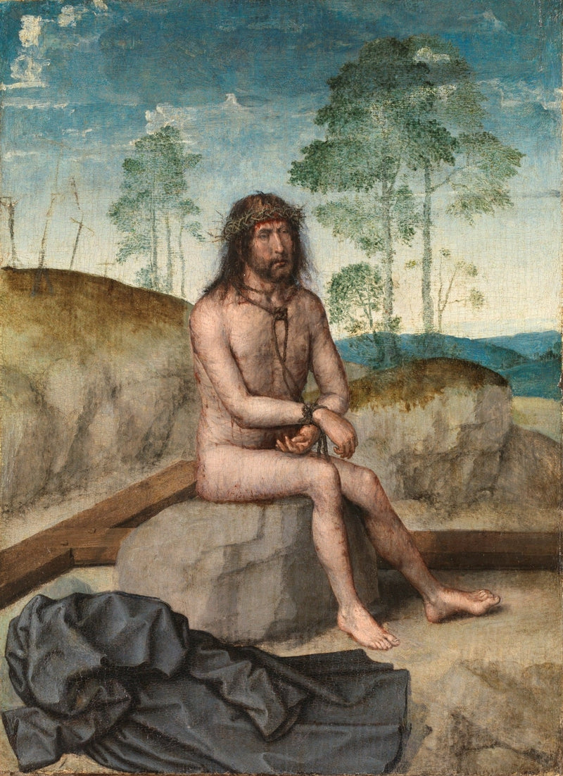 O Cristo sentado sobre uma pedra fria - Juan de Flandes
