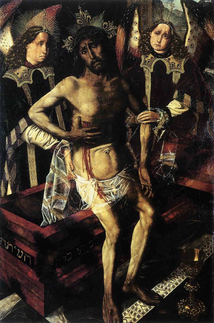 O Cristo no túmulo sustentado por dois anjos - Bartolomé Bermejo