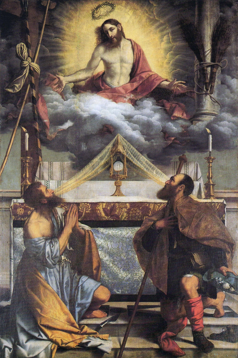 O Cristo com a Eucaristia e os santos Bartolomeu e Roch - Alessandro Bonvicino