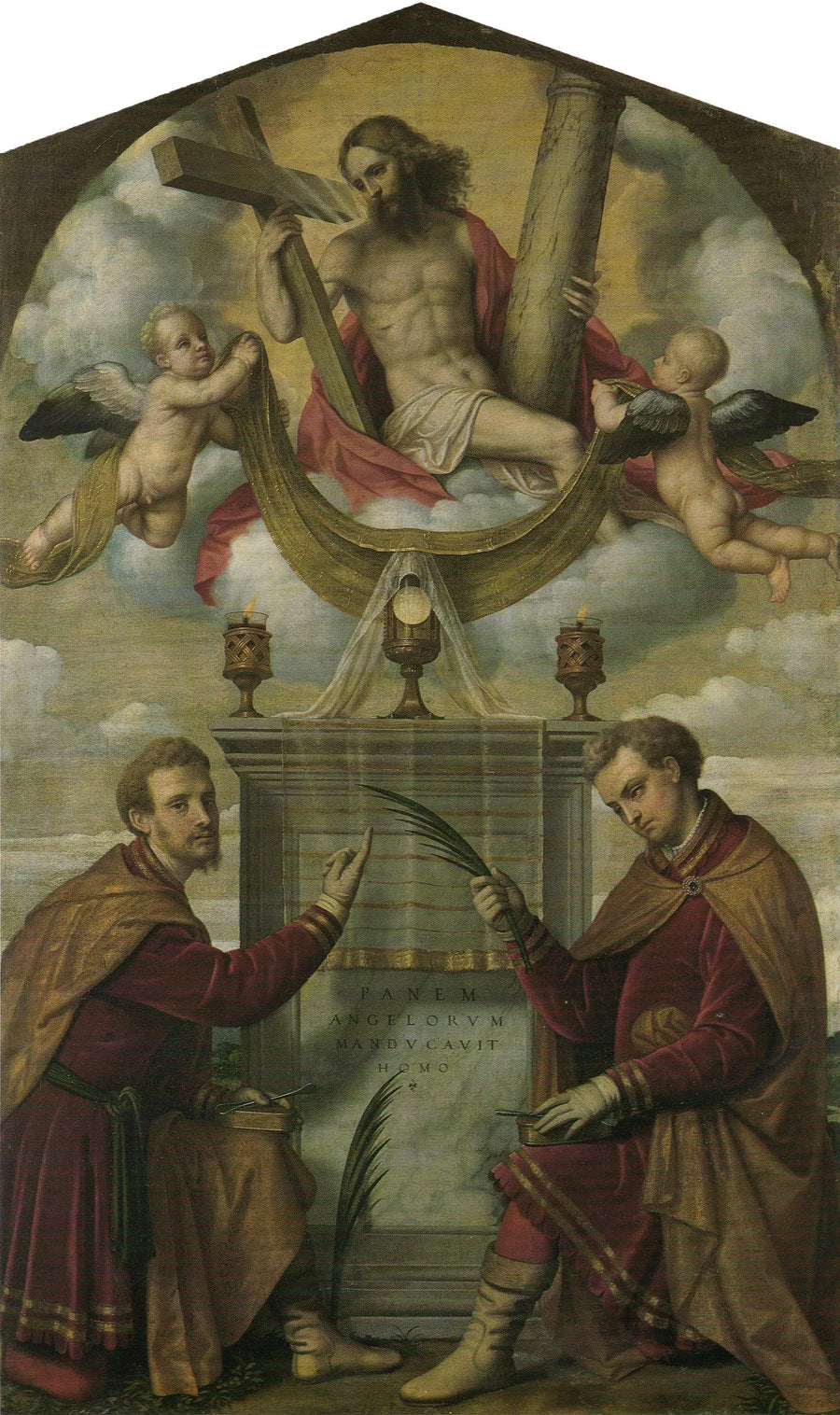 O Cristo com a Eucaristia e os santos Côme e Damião - Alessandro Bonvicino
