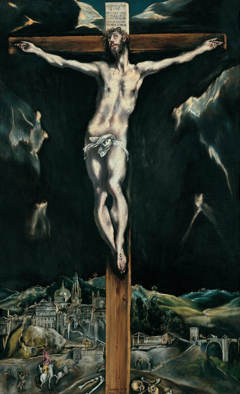 O Cristo crucificado com Toledo ao fundo - El Greco