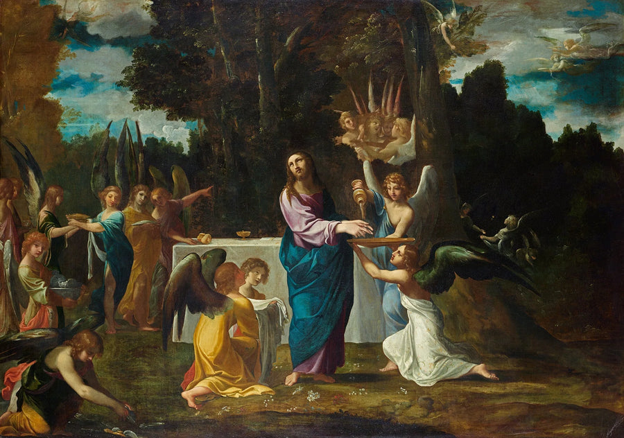 O Cristo no deserto, servido pelos anjos - Ludovico Carracci