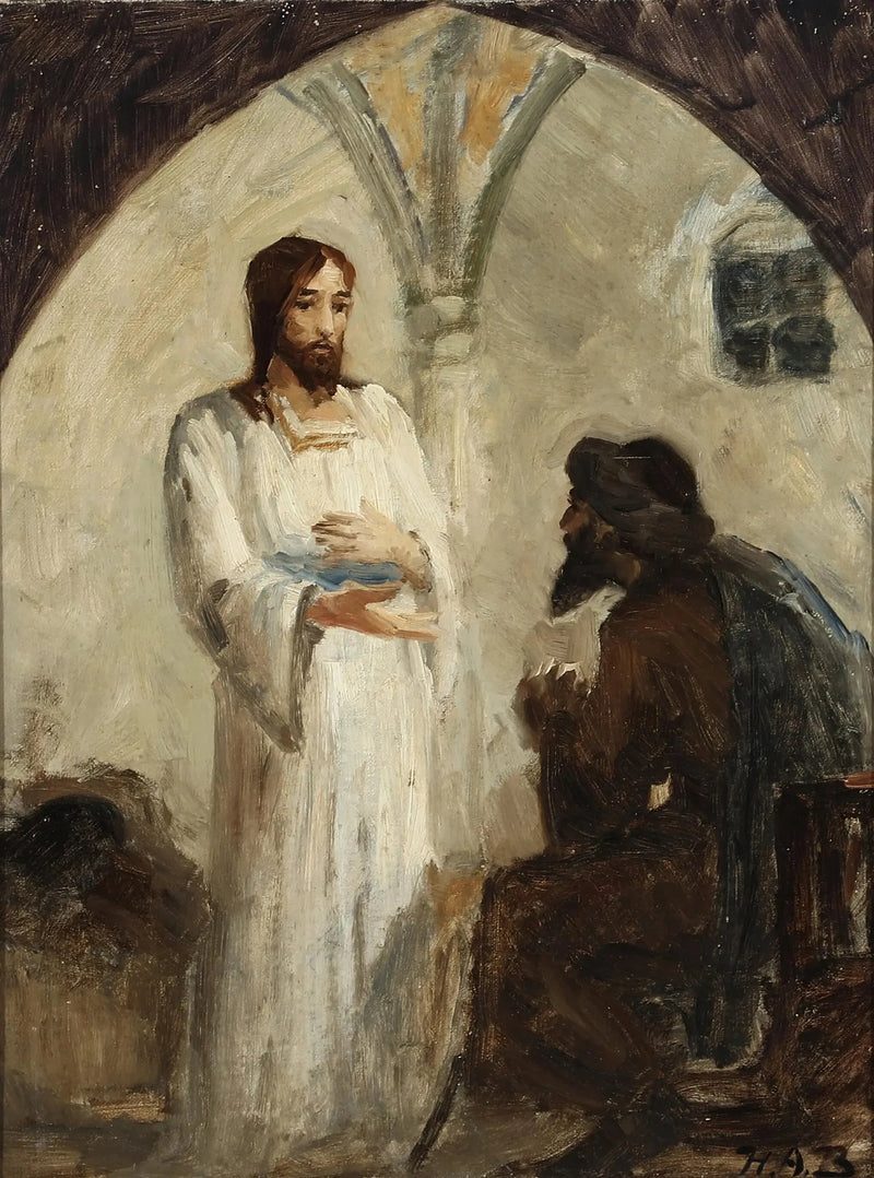 Cristo em conversa com um discípulo. - H. A. Brendekilde