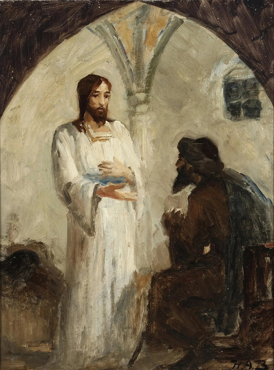 Cristo em conversa com um discípulo. - H. A. Brendekilde