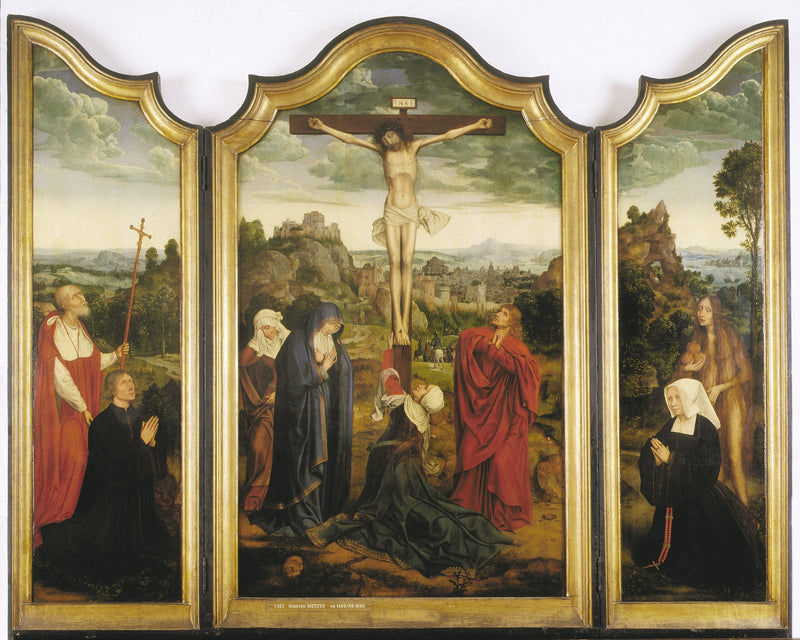 O Cristo na cruz com doadores - Quentin Metsys