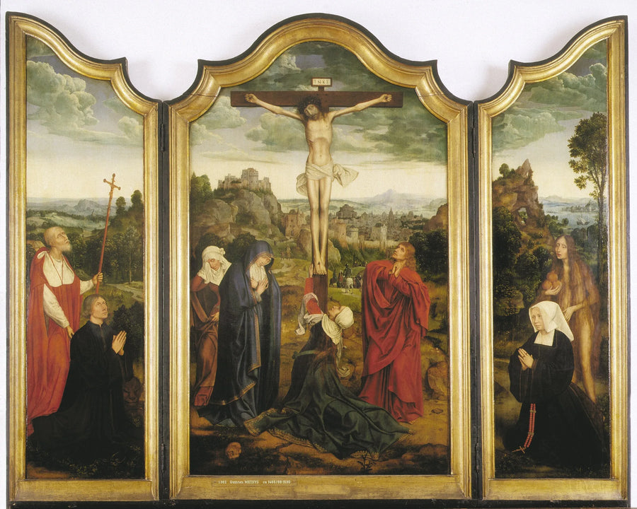 O Cristo na cruz com doadores - Quentin Metsys