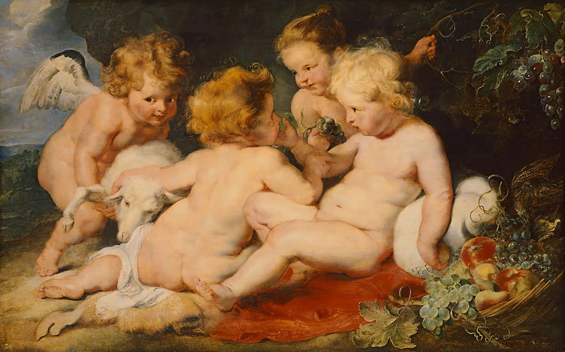 Cristo e João Batista como crianças e dois anjos - Peter Paul Rubens