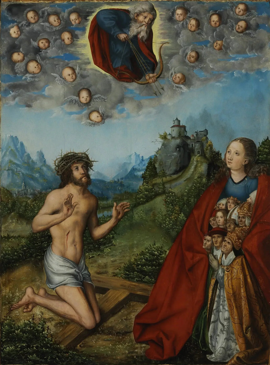 O Cristo e a Virgem intercedendo pela humanidade diante de Deus Pai - Lucas Cranach, o Velho