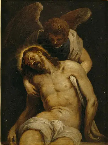 O Cristo morto sustentado por um anjo - David Teniers Júnior