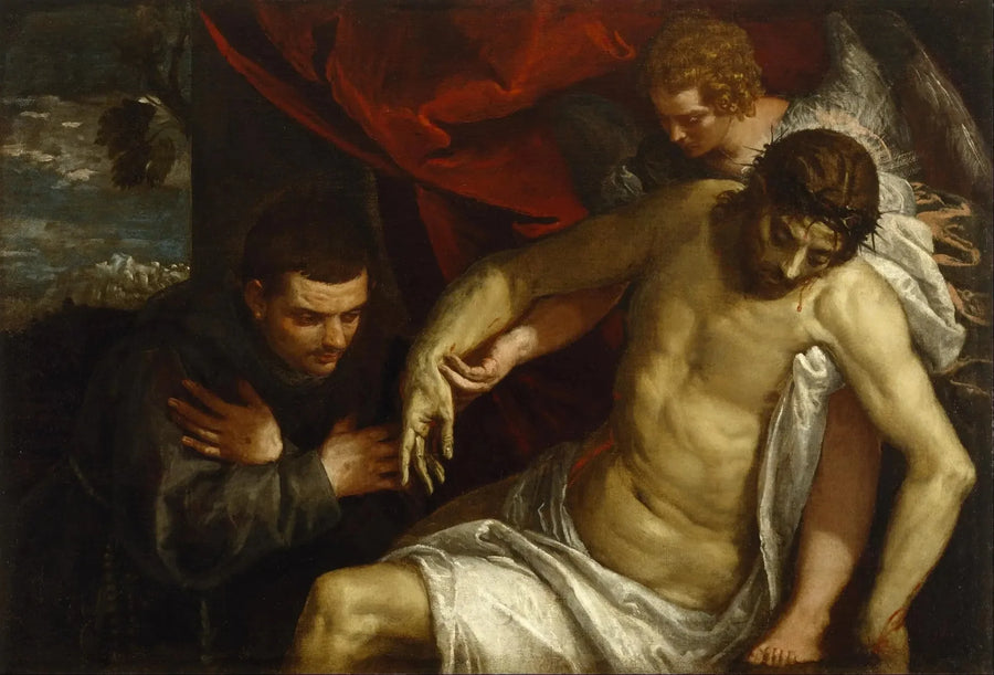 Cristo morto sustentado por um anjo e adorado por um franciscano - Paul Véronèse