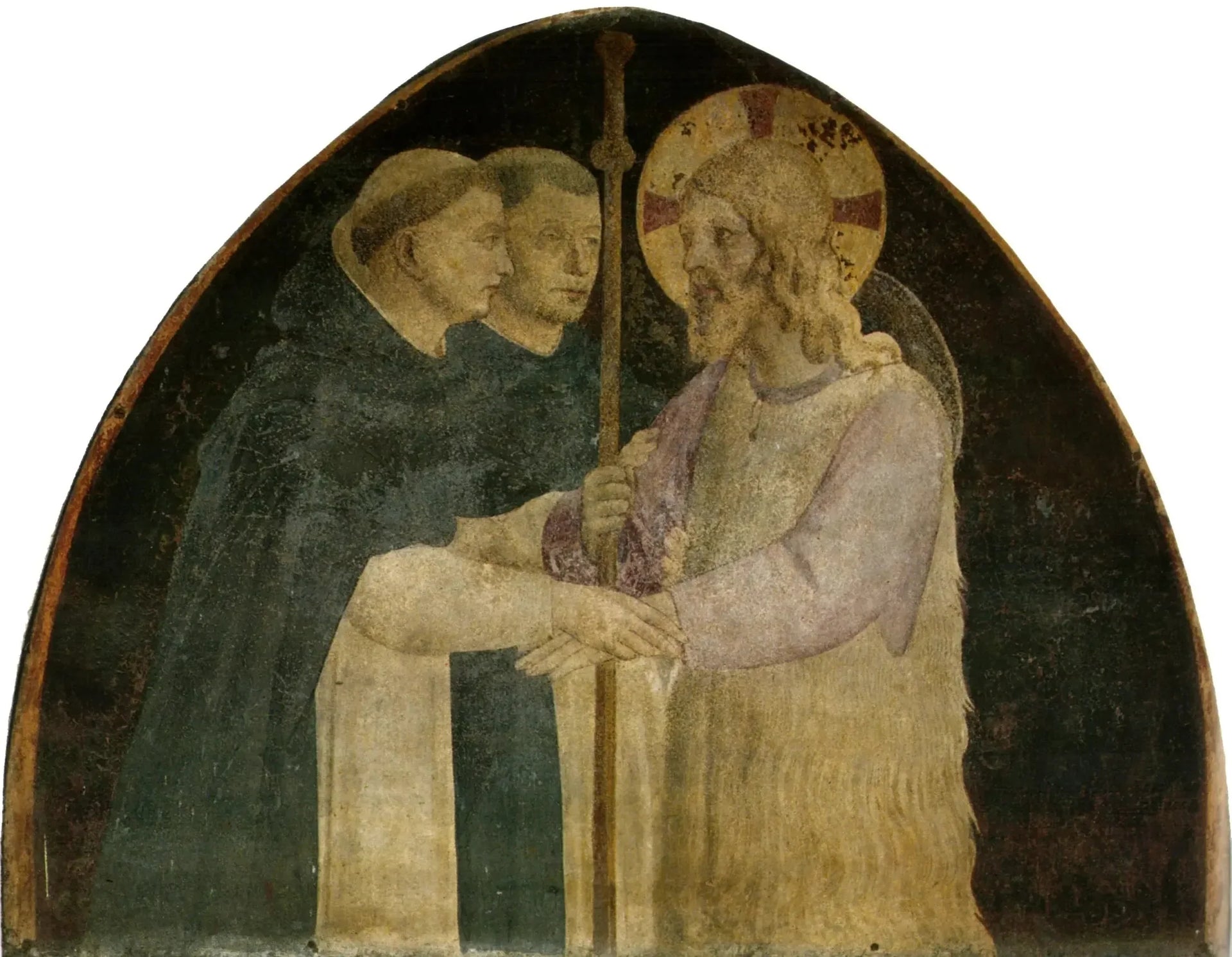 Le Christ pèlerin accueilli par deux dominicains - Fra Angelico image 1 reproduction de peinture à l’huile