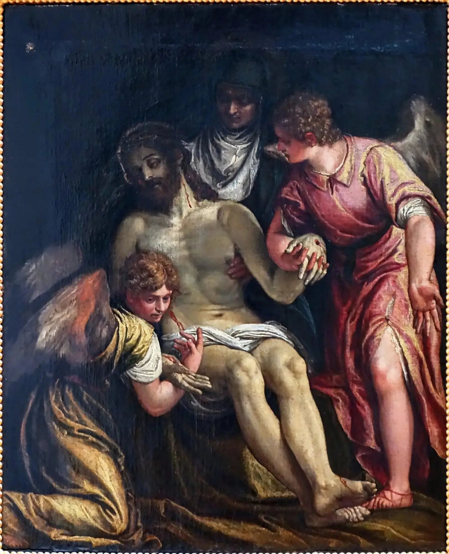 O Cristo chorando pela Virgem e dois anjos - Paulo Véronèse