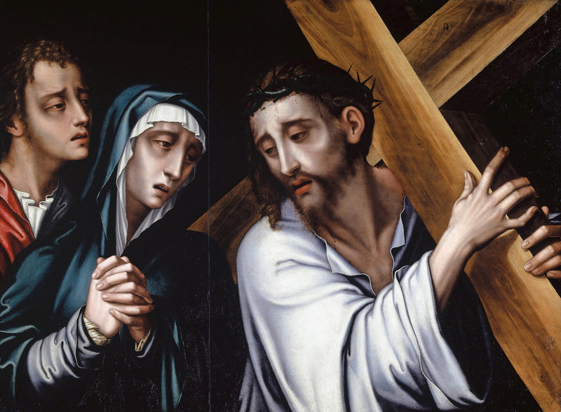 O Cristo carregando a cruz com a Virgem e São João - Luis de Morales