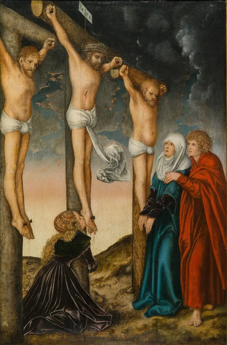 O Cristo na cruz entre os dois ladrões - Lucas Cranach, o Velho