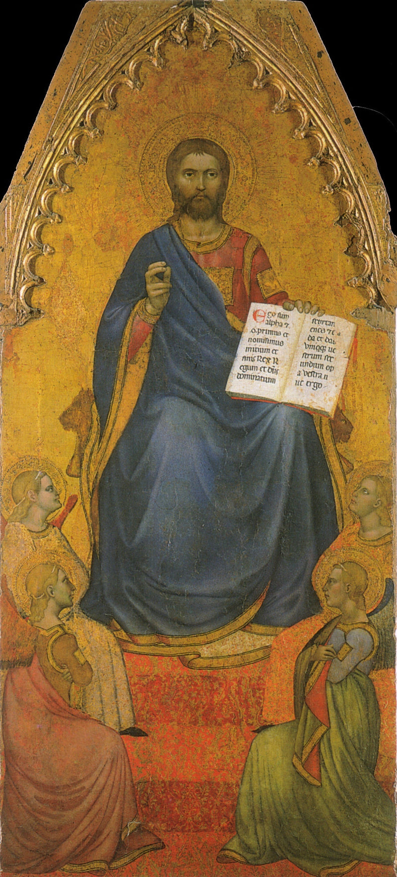 Cristo no seu trono, adorado pelos anjos - Giovanni da Milano