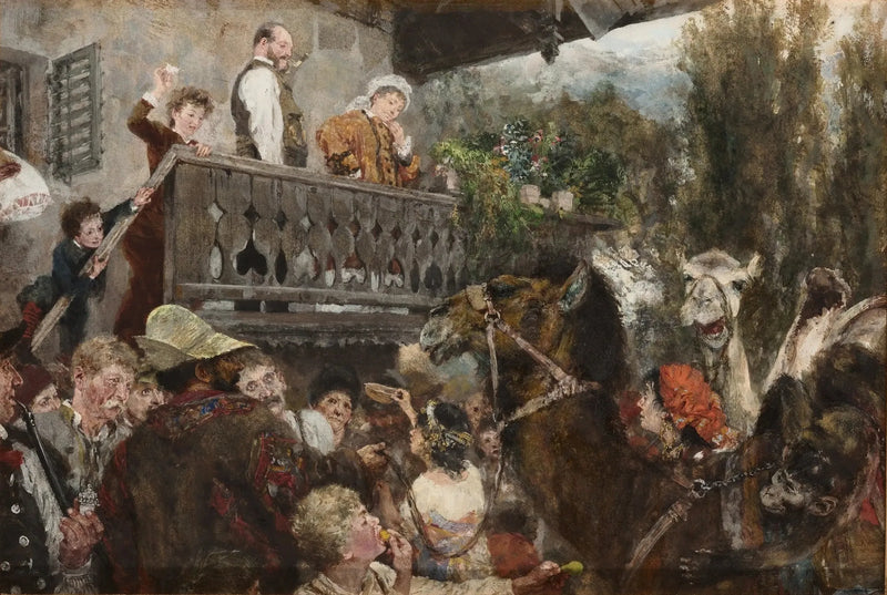 O circo errante (Os camelos em Partenkirchen) - Adolph von Menzel