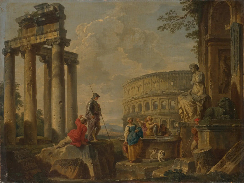 O Coliseu entre as ruínas romanas - Giovanni Paolo Panini